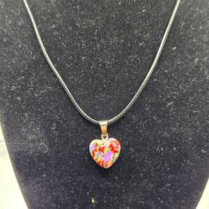 Colorful Heart Pendant Necklace Mixed Colors!!